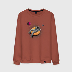 Свитшот хлопковый мужской Космонавт на пончике, цвет: кирпичный