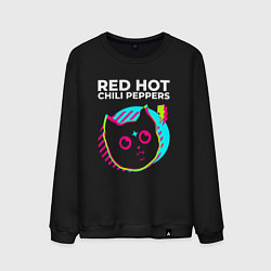 Свитшот хлопковый мужской Red Hot Chili Peppers rock star cat, цвет: черный