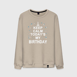 Свитшот хлопковый мужской Сегодня мой день рождения, цвет: миндальный