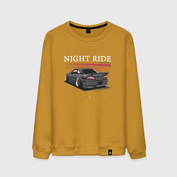Свитшот хлопковый мужской Nissan skyline night ride, цвет: горчичный