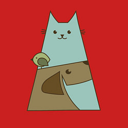 Свитшот хлопковый мужской Собачка птичка кошечка, цвет: красный — фото 2