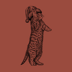 Свитшот хлопковый мужской Новогодний котенок играет, цвет: кирпичный — фото 2