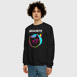 Свитшот хлопковый мужской Megadeth rock star cat, цвет: черный — фото 2