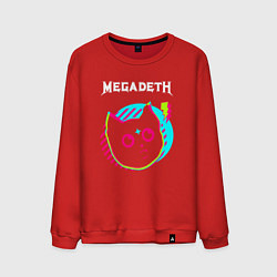 Свитшот хлопковый мужской Megadeth rock star cat, цвет: красный