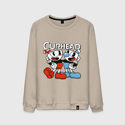 Свитшот хлопковый мужской Cuphead and Mugman, цвет: миндальный