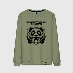 Свитшот хлопковый мужской Twenty One Pilots - rock panda, цвет: авокадо