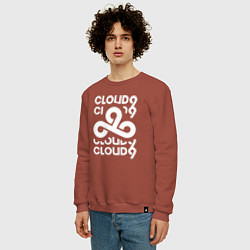 Свитшот хлопковый мужской Cloud9 - in logo, цвет: кирпичный — фото 2