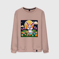 Свитшот хлопковый мужской Ушастик и луна, цвет: пыльно-розовый