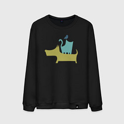 Свитшот хлопковый мужской Bird dog cat, цвет: черный
