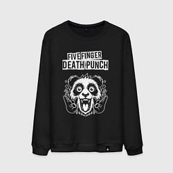 Свитшот хлопковый мужской Five Finger Death Punch rock panda, цвет: черный