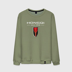 Свитшот хлопковый мужской Hongqi - logo, цвет: авокадо
