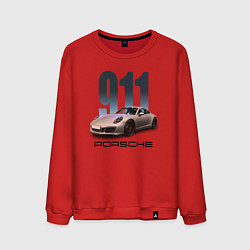 Свитшот хлопковый мужской Порше 911 спортивный автомобиль, цвет: красный