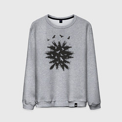 Свитшот хлопковый мужской Лесные птички, цвет: меланж