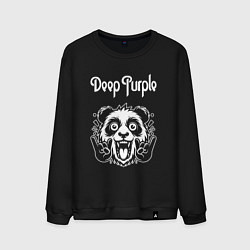 Свитшот хлопковый мужской Deep Purple rock panda, цвет: черный