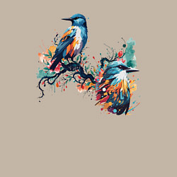 Свитшот хлопковый мужской Птицы на ветке дерева, цвет: миндальный — фото 2