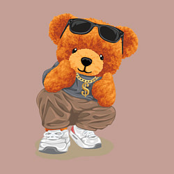Свитшот хлопковый мужской Плюшевый медведь в очках, цвет: пыльно-розовый — фото 2