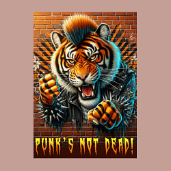 Свитшот хлопковый мужской Punks not dead - motto tiger, цвет: пыльно-розовый — фото 2