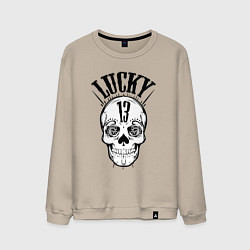 Свитшот хлопковый мужской Lucky skull, цвет: миндальный