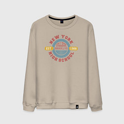 Свитшот хлопковый мужской New York high school, цвет: миндальный