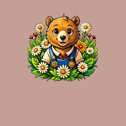 Свитшот хлопковый мужской Медведь среди ромашек, цвет: пыльно-розовый — фото 2