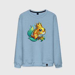 Свитшот хлопковый мужской Золотая рыбка в короне, цвет: мягкое небо