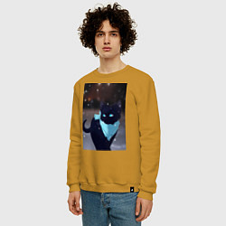 Свитшот хлопковый мужской Бездомный бог кот Ято, цвет: горчичный — фото 2