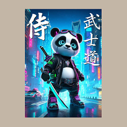 Свитшот хлопковый мужской Panda samurai - bushido ai art, цвет: миндальный — фото 2