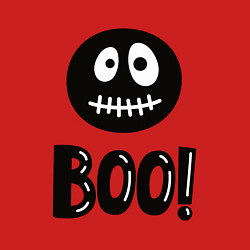 Свитшот хлопковый мужской Страшный черный смайлик: Буу!, цвет: красный — фото 2