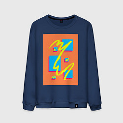 Мужской свитшот Оранжевый абстракт с желтой линией