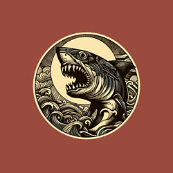 Свитшот хлопковый мужской Кайдзю с ужасной головой акулы, цвет: кирпичный — фото 2