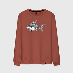 Свитшот хлопковый мужской Хитрая акула, цвет: кирпичный
