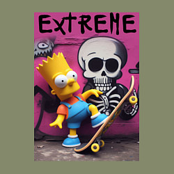 Свитшот хлопковый мужской Bart Simpson and skateboard - extreme, цвет: авокадо — фото 2