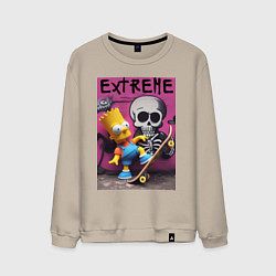 Свитшот хлопковый мужской Bart Simpson and skateboard - extreme, цвет: миндальный