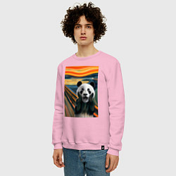 Свитшот хлопковый мужской Панда: Крик- мем картина от нейросети, цвет: светло-розовый — фото 2