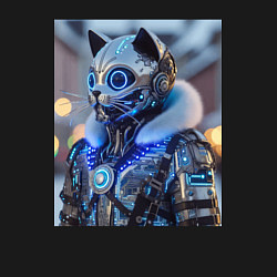 Свитшот хлопковый мужской Cyber cat - ai art fantasy, цвет: черный — фото 2