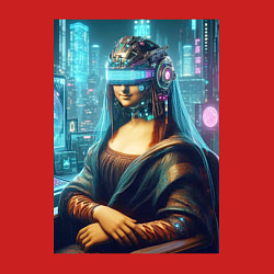 Свитшот хлопковый мужской Gioconda - cyberpunk ai art fantasy, цвет: красный — фото 2