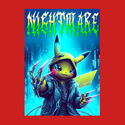 Свитшот хлопковый мужской Pikachu - nightmare ai art fantasy, цвет: красный — фото 2