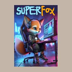 Свитшот хлопковый мужской Super fox gamer - ai art fantasy, цвет: миндальный — фото 2