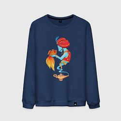 Свитшот хлопковый мужской Джинн и золотая рыбка, цвет: тёмно-синий