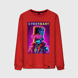Свитшот хлопковый мужской Cyber Bart - neon glow ai art fantasy, цвет: красный