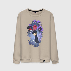 Свитшот хлопковый мужской Поднятие уровня в одиночку Джину Сон охотник, цвет: миндальный