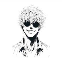 Свитшот хлопковый мужской Магическая битва Сатору Годзё в очках, цвет: белый — фото 2