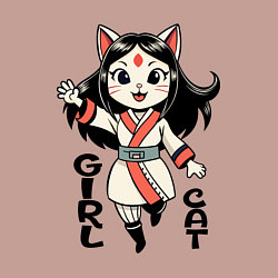 Свитшот хлопковый мужской Девочка кошка в стиле аниме, цвет: пыльно-розовый — фото 2