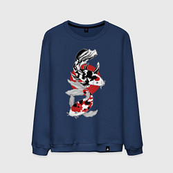 Свитшот хлопковый мужской Карпы кои - японская графика, цвет: тёмно-синий