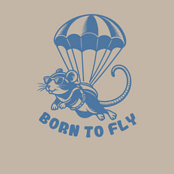 Свитшот хлопковый мужской Забавная крыса парашютист рожденный летать, цвет: миндальный — фото 2