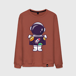 Свитшот хлопковый мужской Космонавтик и космос, цвет: кирпичный