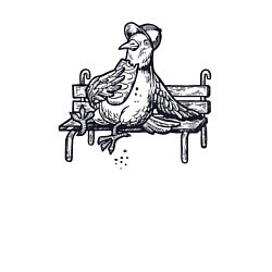 Свитшот хлопковый мужской Голубь ест батон, цвет: белый — фото 2