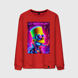 Свитшот хлопковый мужской Cyber Bart - neon glow fantasy, цвет: красный