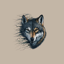 Свитшот хлопковый мужской Голова волка с развивающимися волосами, цвет: миндальный — фото 2