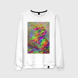 Свитшот хлопковый мужской Бонапарт на перевале Сен-Бернар с глюками, цвет: белый